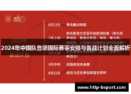 2024年中国队各项国际赛事安排与备战计划全面解析